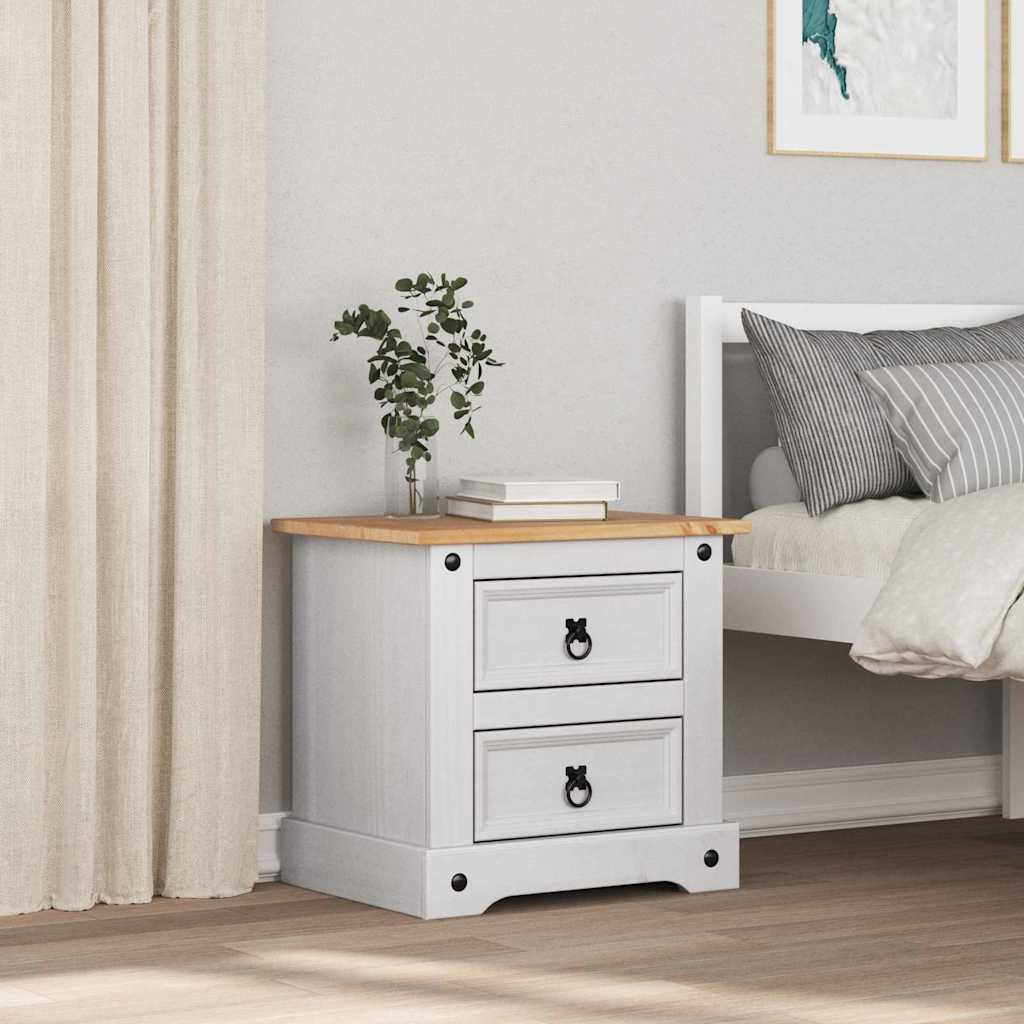 Comodino Corona Bianco 53 x 39 x 47 cm Pino massello | homemem39