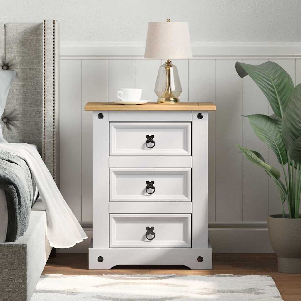 Comodino Corona Bianco 53 x 39 x 66 cm Pino massello | homemem39