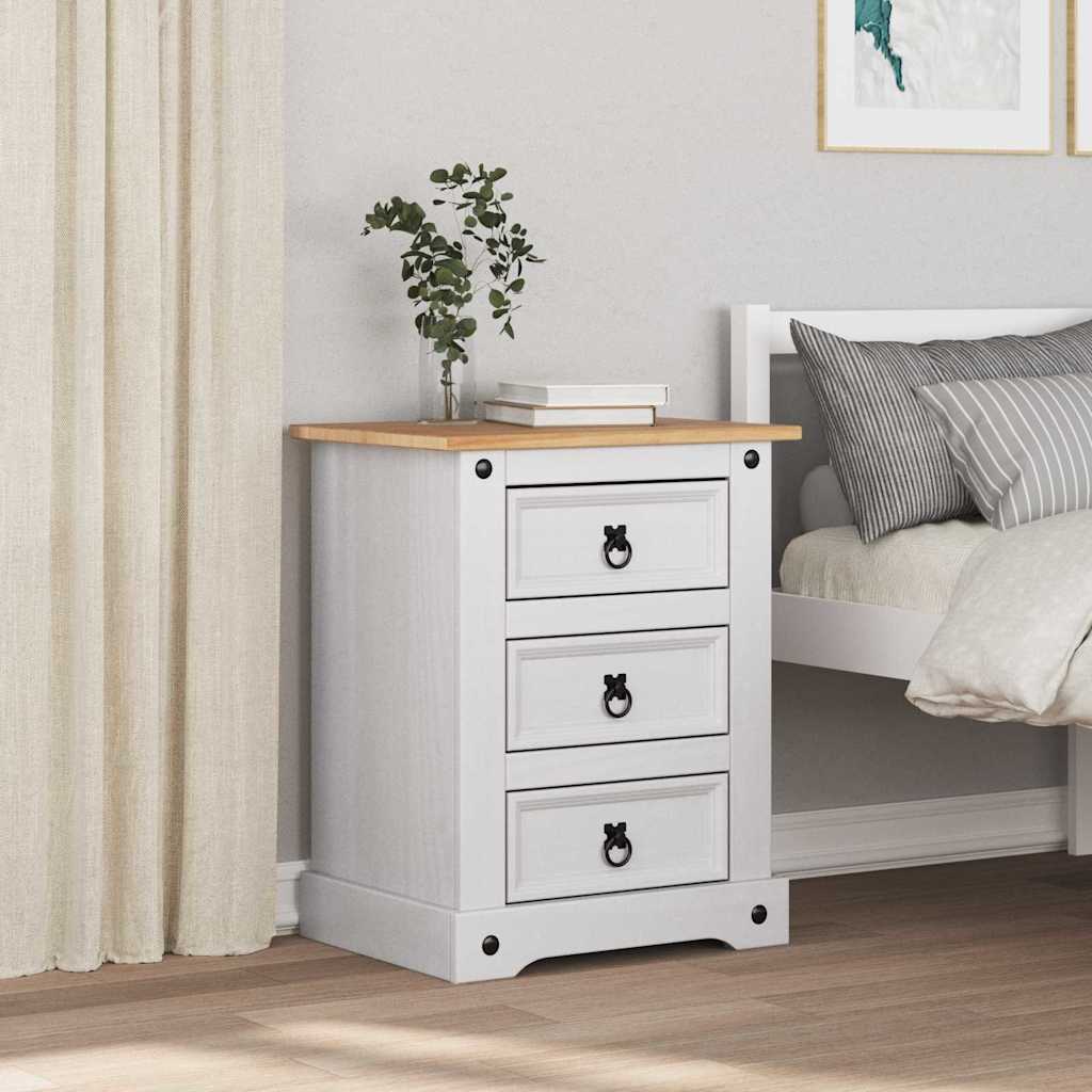 Comodino Corona Bianco 53 x 39 x 66 cm Pino massello | homemem39