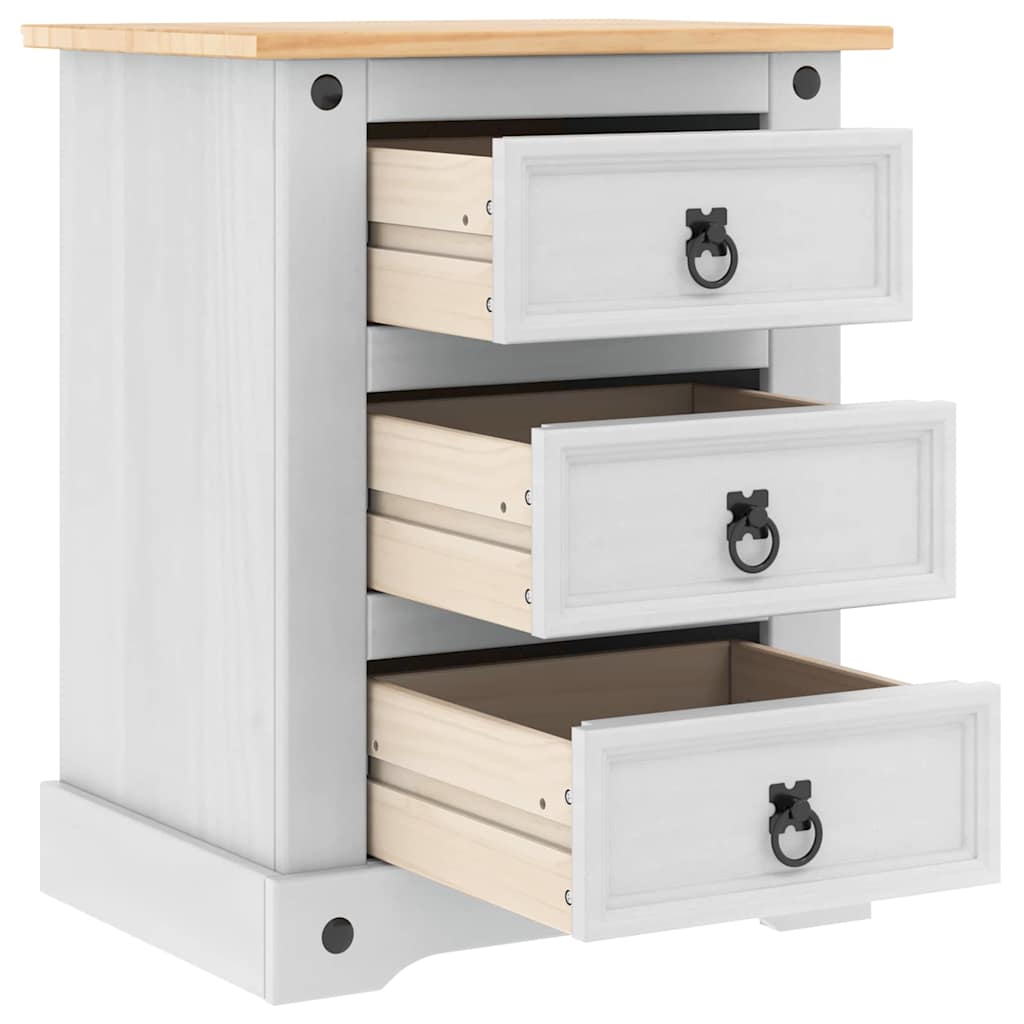 Comodino Corona Bianco 53 x 39 x 66 cm Pino massello | homemem39
