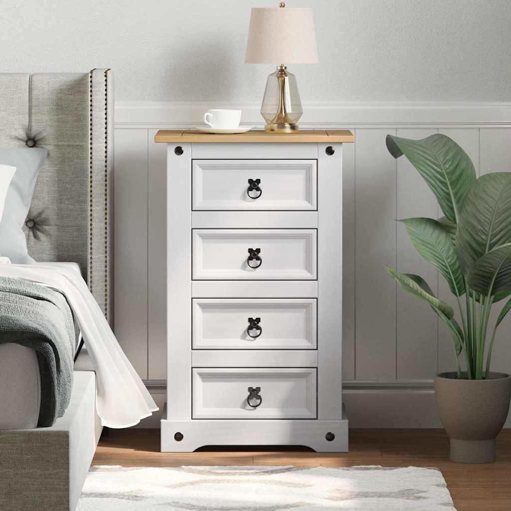 Comodino Corona Bianco 53 x 39 x 84 cm Pino massello | homemem39