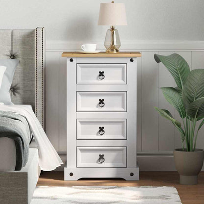 Comodino Corona Bianco 53 x 39 x 84 cm Pino massello | homemem39