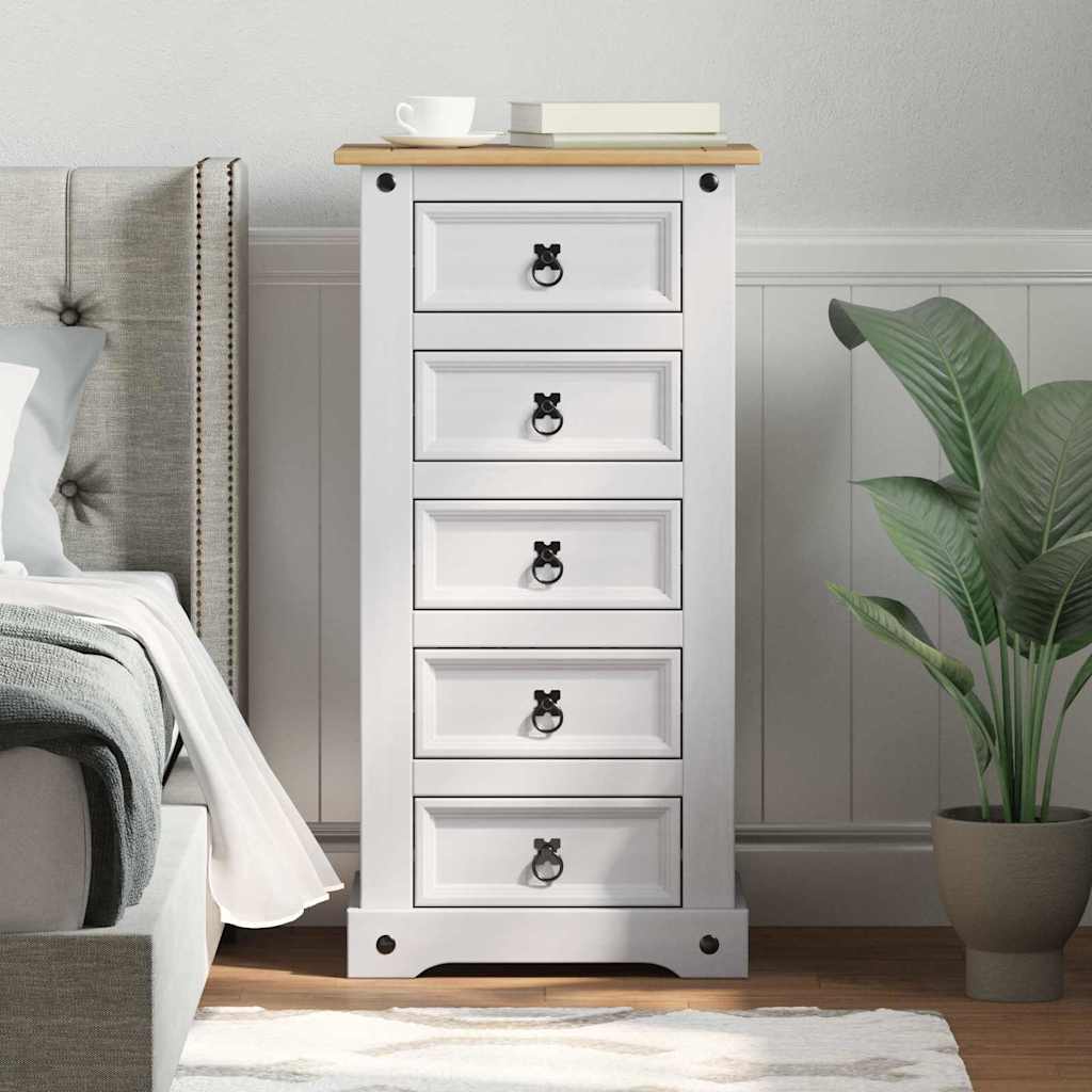 Comodino Corona Bianco 53 x 39 x 103 cm Pino massello | homemem39