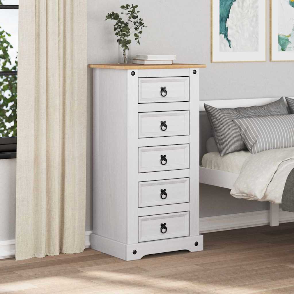 Comodino Corona Bianco 53 x 39 x 103 cm Pino massello | homemem39