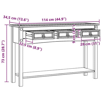 Tavolino con cassetto Bianco 114 x 34,5 x 73 cm Pino massello