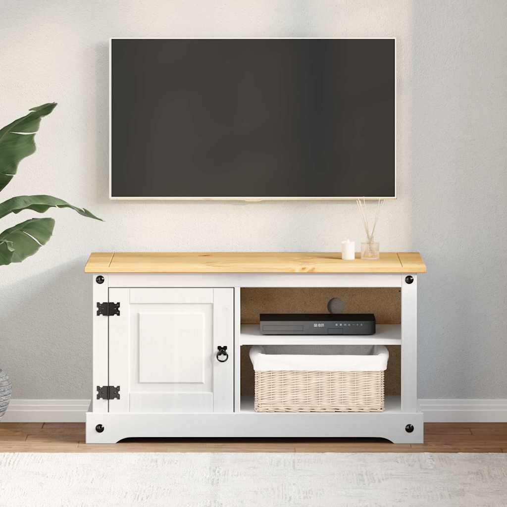 Mobile TV Corona Bianco 100 x 40 x 52 cm Pino massello | homemem39
