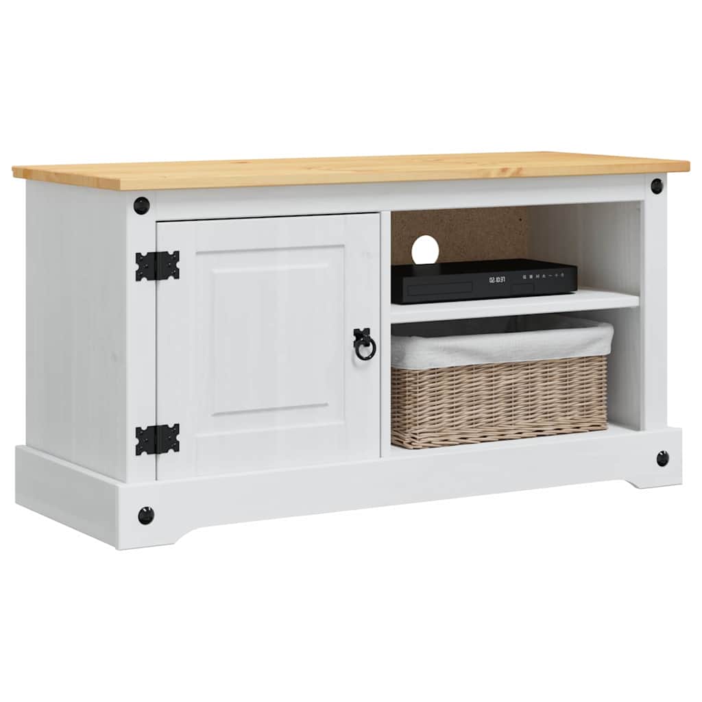 Mobile TV Corona Bianco 100 x 40 x 52 cm Pino massello | homemem39