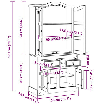 Credenza con cassetto Bianco 100 x 48,5 x 179 cm Pino massello