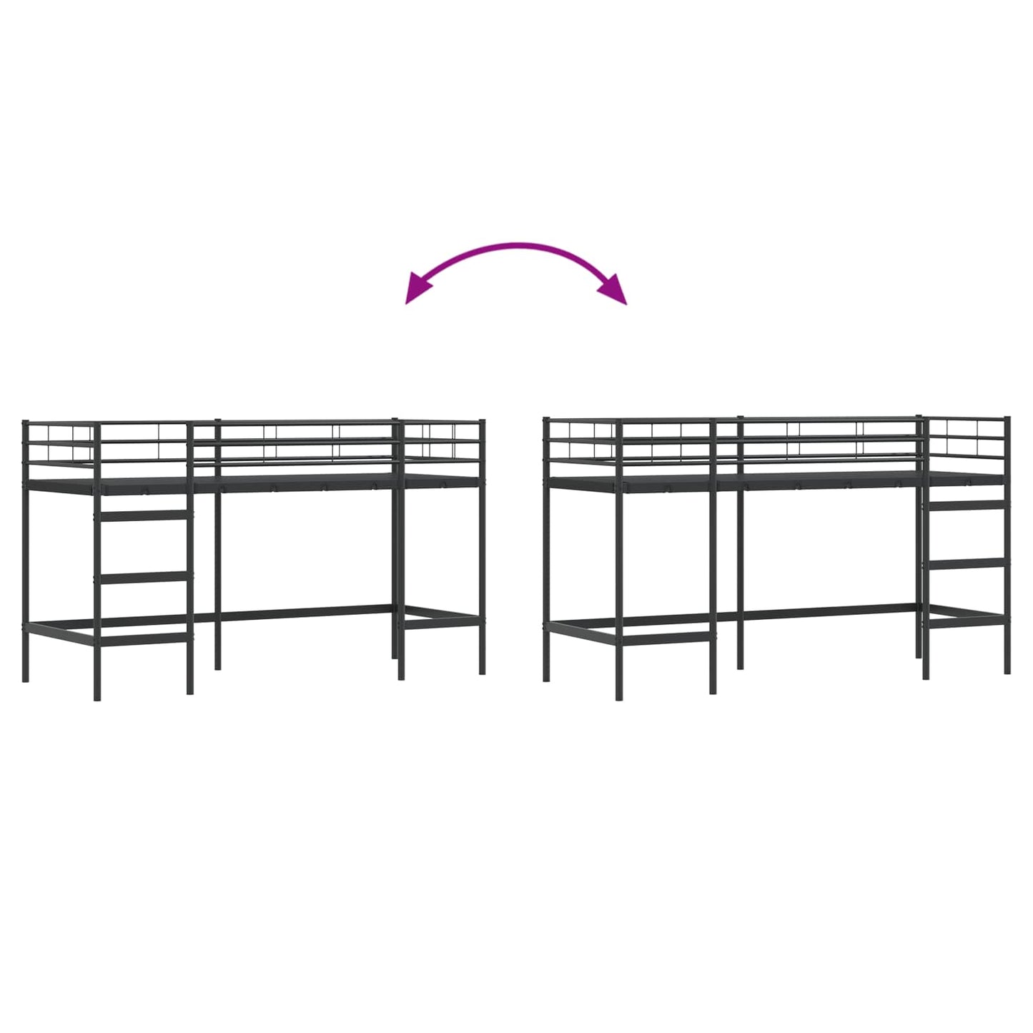 Struttura del letto loft per bambini Nero 74,5 x 190 cm