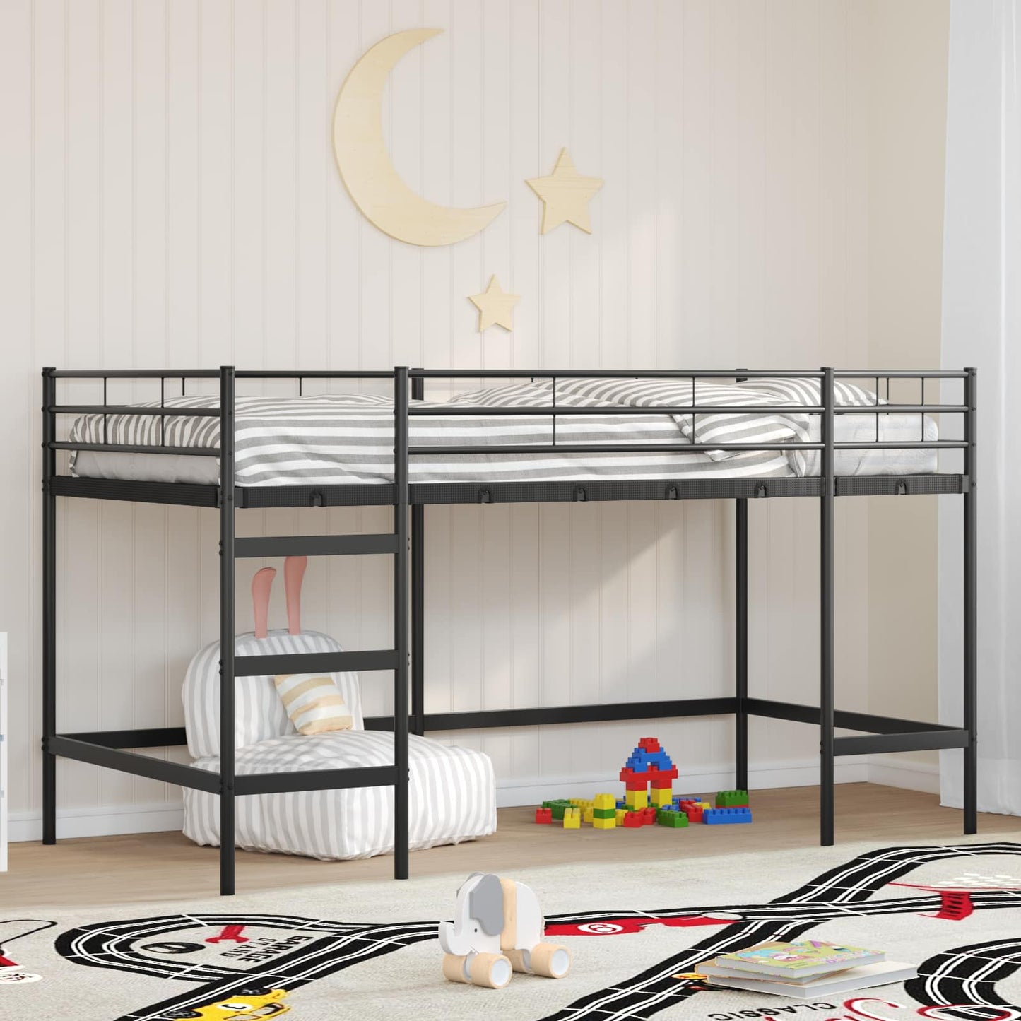 Struttura del letto loft per bambini Nero 79,5 x 200 cm