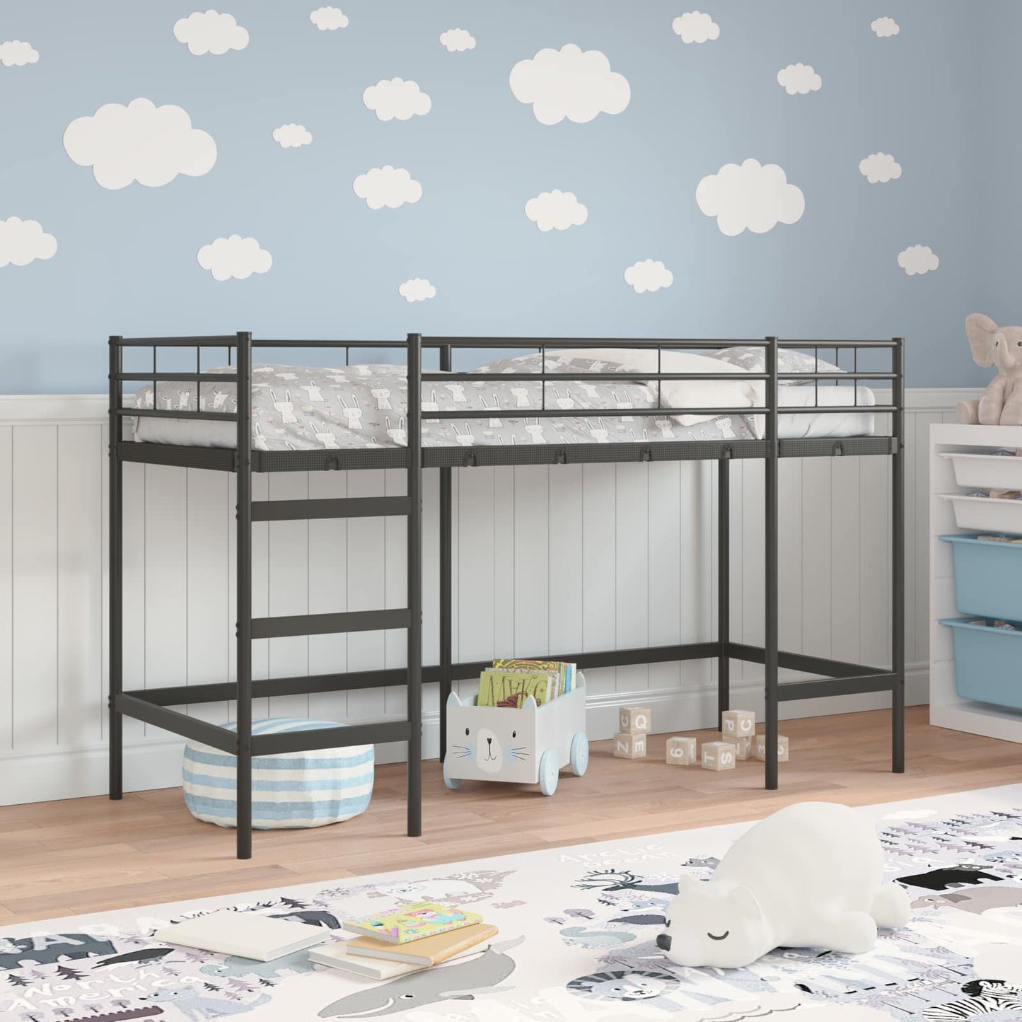 Struttura del letto loft per bambini Nero 99,5 x 190 cm
