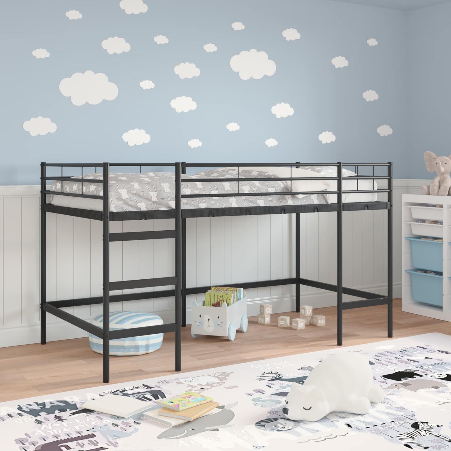 Struttura del letto loft per bambini Nero 107 x 200 cm