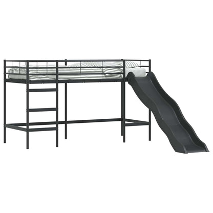 Letto loft per bambini con scivolo Nero e antracite 75 x 190 cm | homemem39