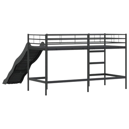 Letto loft per bambini con scivolo Nero e antracite 75 x 190 cm | homemem39