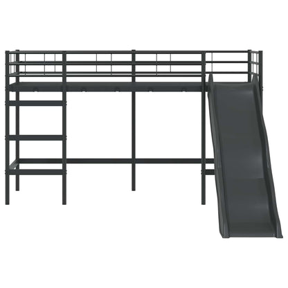 Letto loft per bambini con scivolo Nero e antracite 75 x 190 cm | homemem39