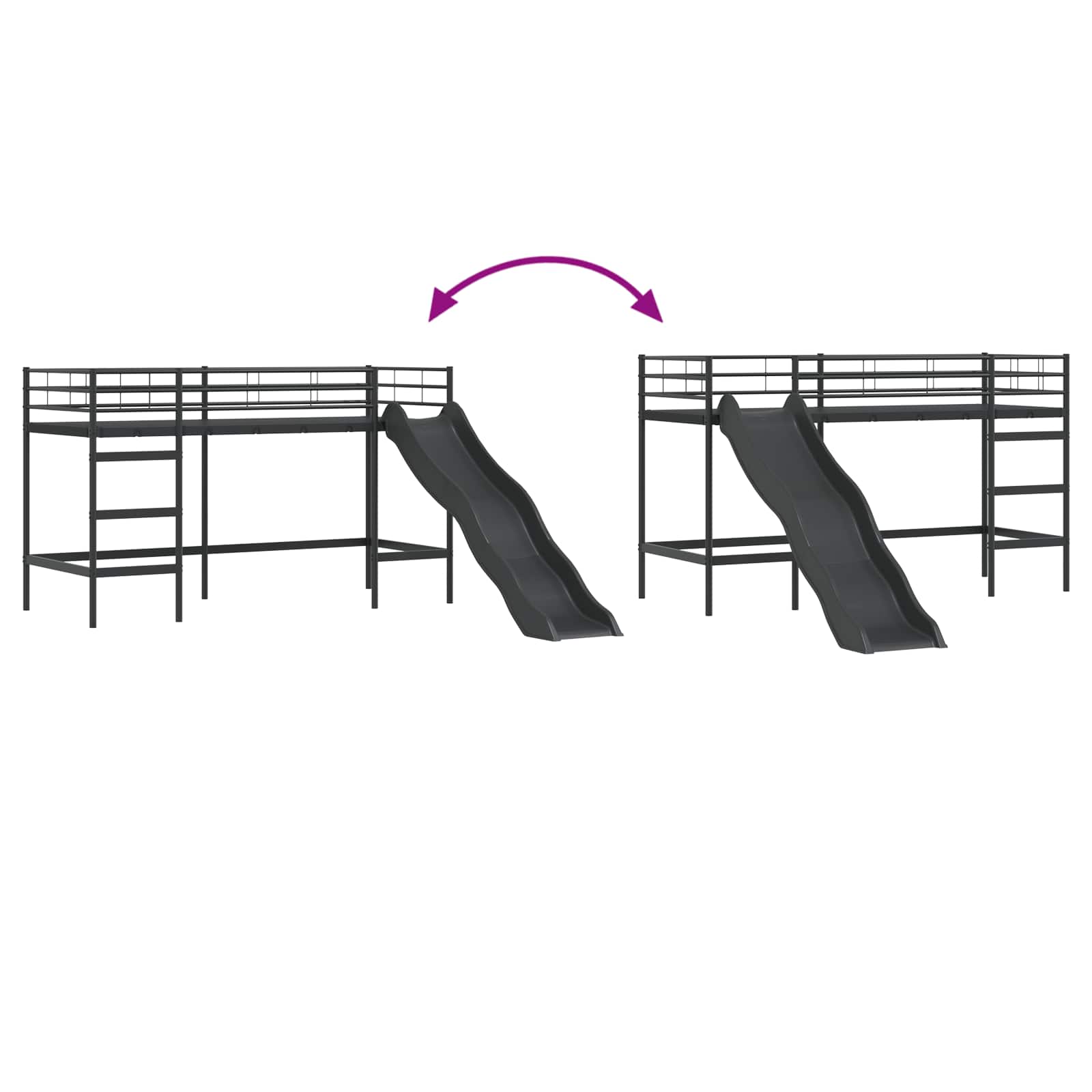 Letto loft per bambini con scivolo Nero e antracite 75 x 190 cm | homemem39