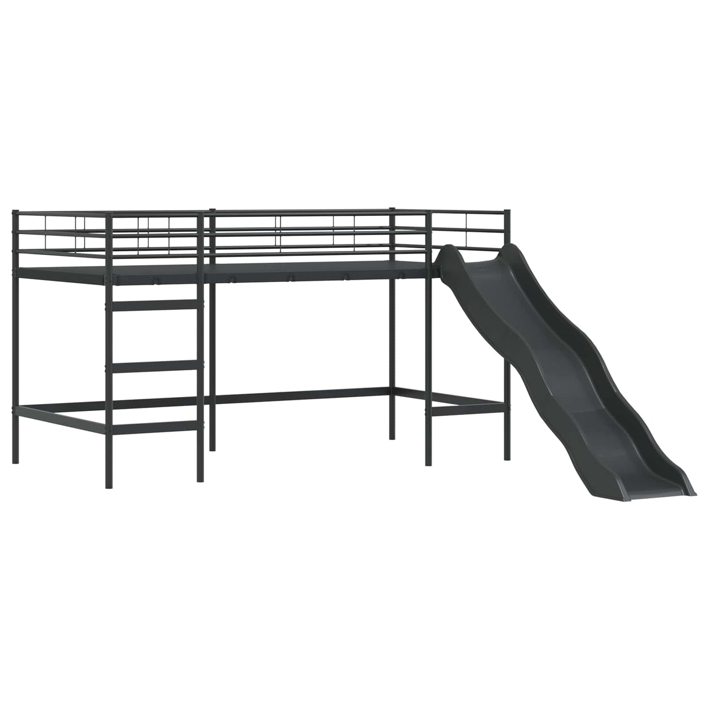 Letto loft per bambini con scivolo Nero e antracite 80 x 200 cm | homemem39