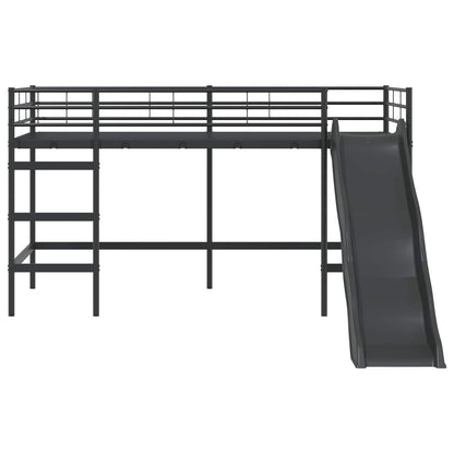 Letto loft per bambini con scivolo Nero e antracite 80 x 200 cm | homemem39