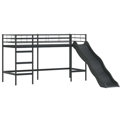 Letto loft per bambini con scivolo Nero e antracite 90 x 190 cm | homemem39