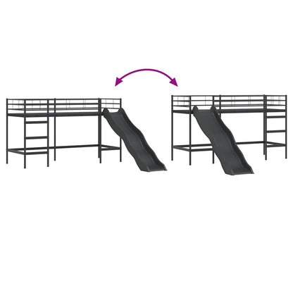 Letto loft per bambini con scivolo Nero e antracite 90 x 190 cm | homemem39