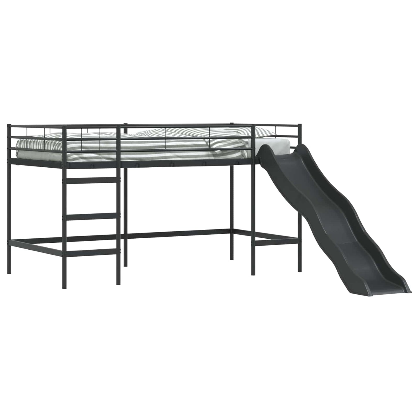 Letto loft per bambini con scivolo Nero e antracite 90 x 200 cm | homemem39