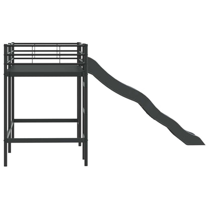 Letto loft per bambini con scivolo Nero e antracite | homemem39