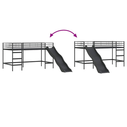 Letto loft per bambini con scivolo Tinta unita Nero e antracite | homemem39