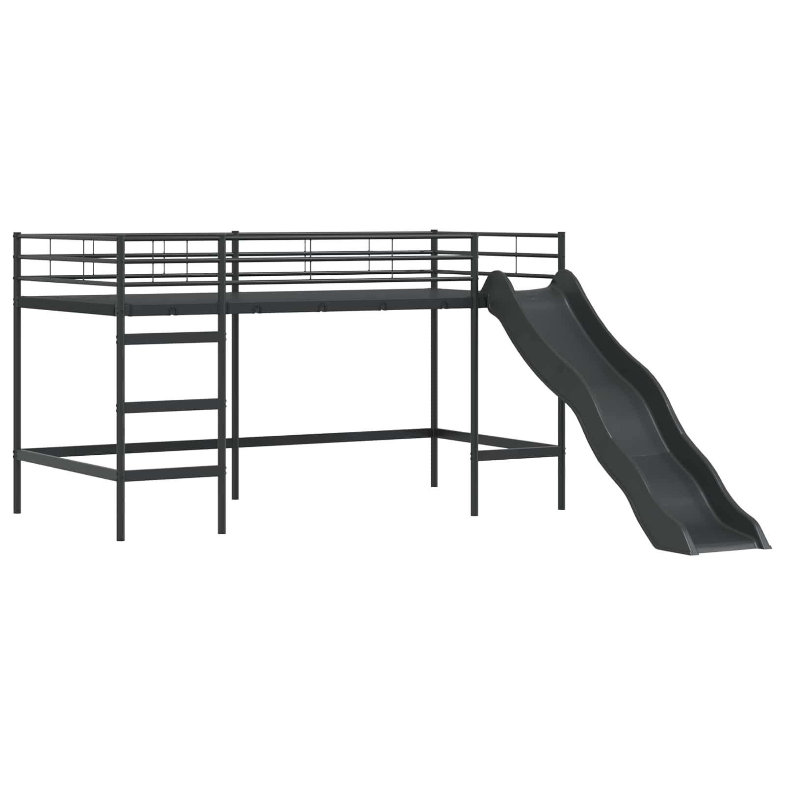 Letto loft per bambini con scivolo Tinta unita Nero e antracite | homemem39