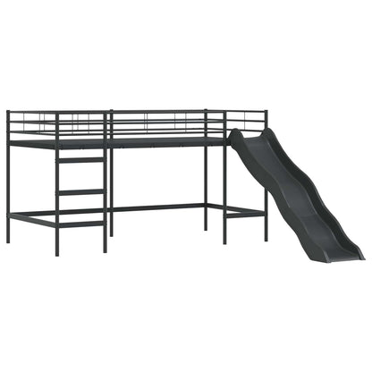 Letto loft per bambini con scivolo Tinta unita Nero e antracite | homemem39