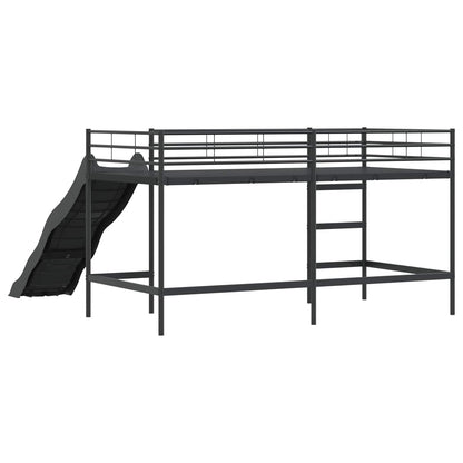 Letto loft per bambini con scivolo Tinta unita Nero e antracite | homemem39