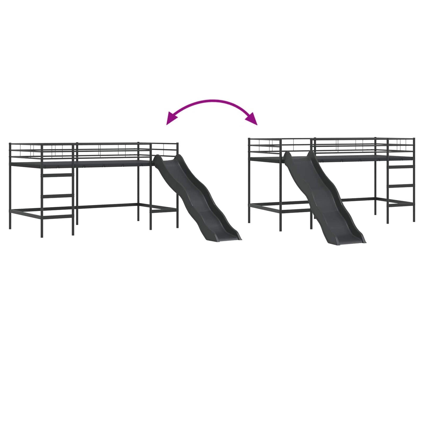 Letto loft per bambini con scivolo Tinta unita Nero e antracite | homemem39