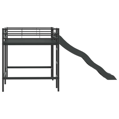 Letto loft per bambini con scivolo Tinta unita Nero e antracite | homemem39