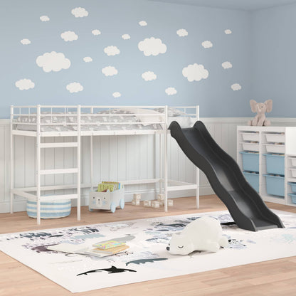 Letto loft per bambini con scivolo Bianco e Antracite | homemem39