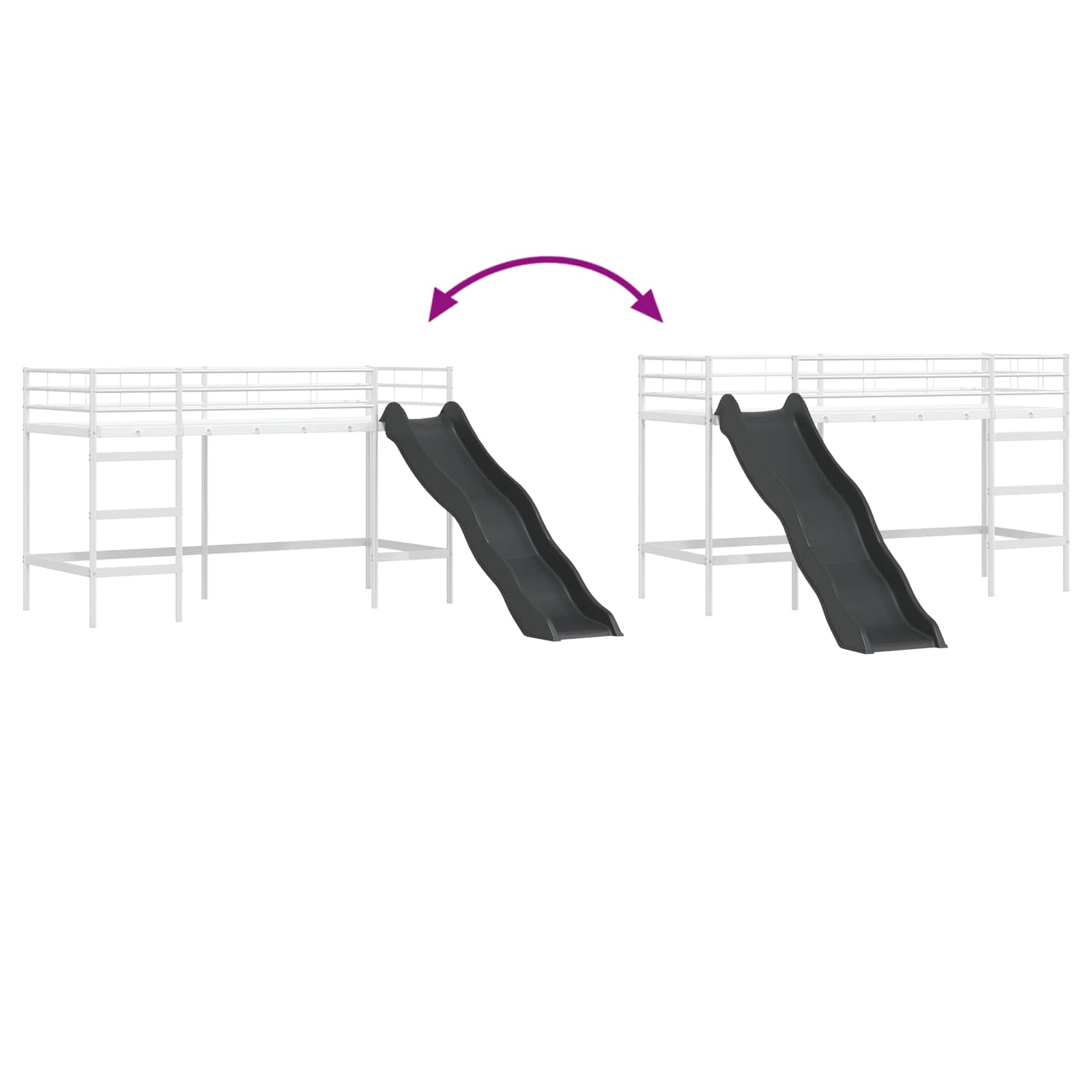 Letto loft per bambini con scivolo Bianco e Antracite | homemem39