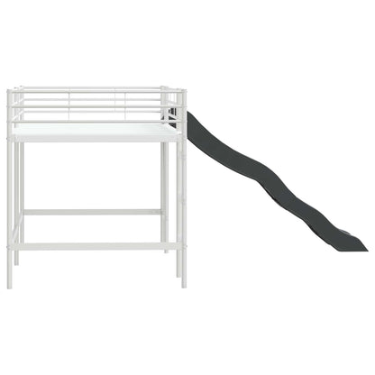 Letto loft per bambini con scivolo Bianco e Antracite | homemem39