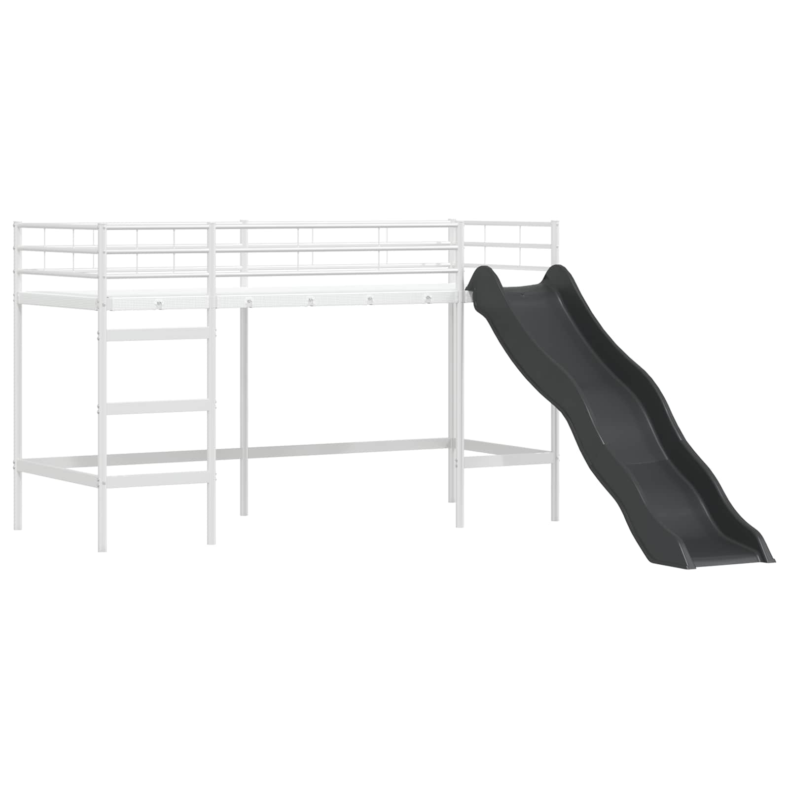 Letto loft per bambini con scivolo Bianco e Antracite | homemem39