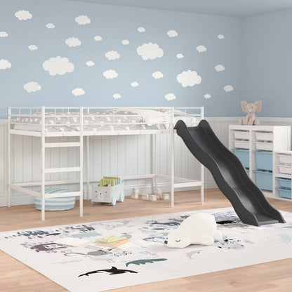 Letto loft per bambini con scivolo Bianco e Antracite | homemem39