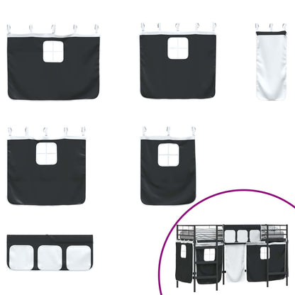 Struttura del Letto Loft per Bambini con Tendine Nero