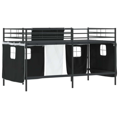 Struttura del Letto Loft per Bambini con Tendine Nero | homemem39