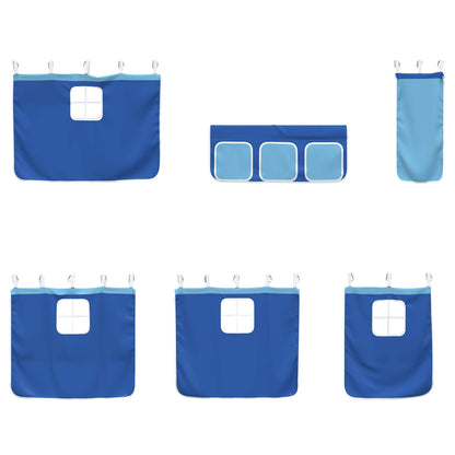 Struttura del Letto Loft per Bambini con Tendine Nero e Blu