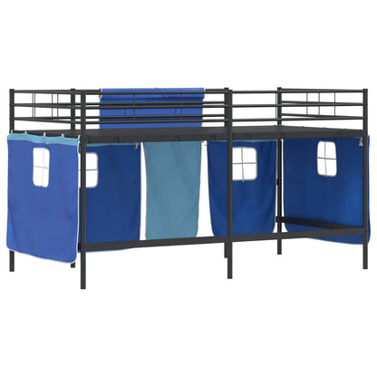 Struttura del Letto Loft per Bambini con Tendine Nero e Blu | homemem39