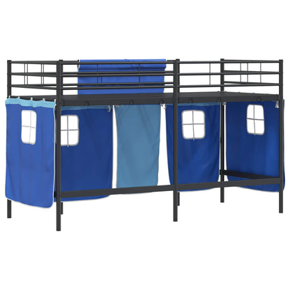 Struttura del Letto Loft per Bambini con Tendine Nero e Blu | homemem39