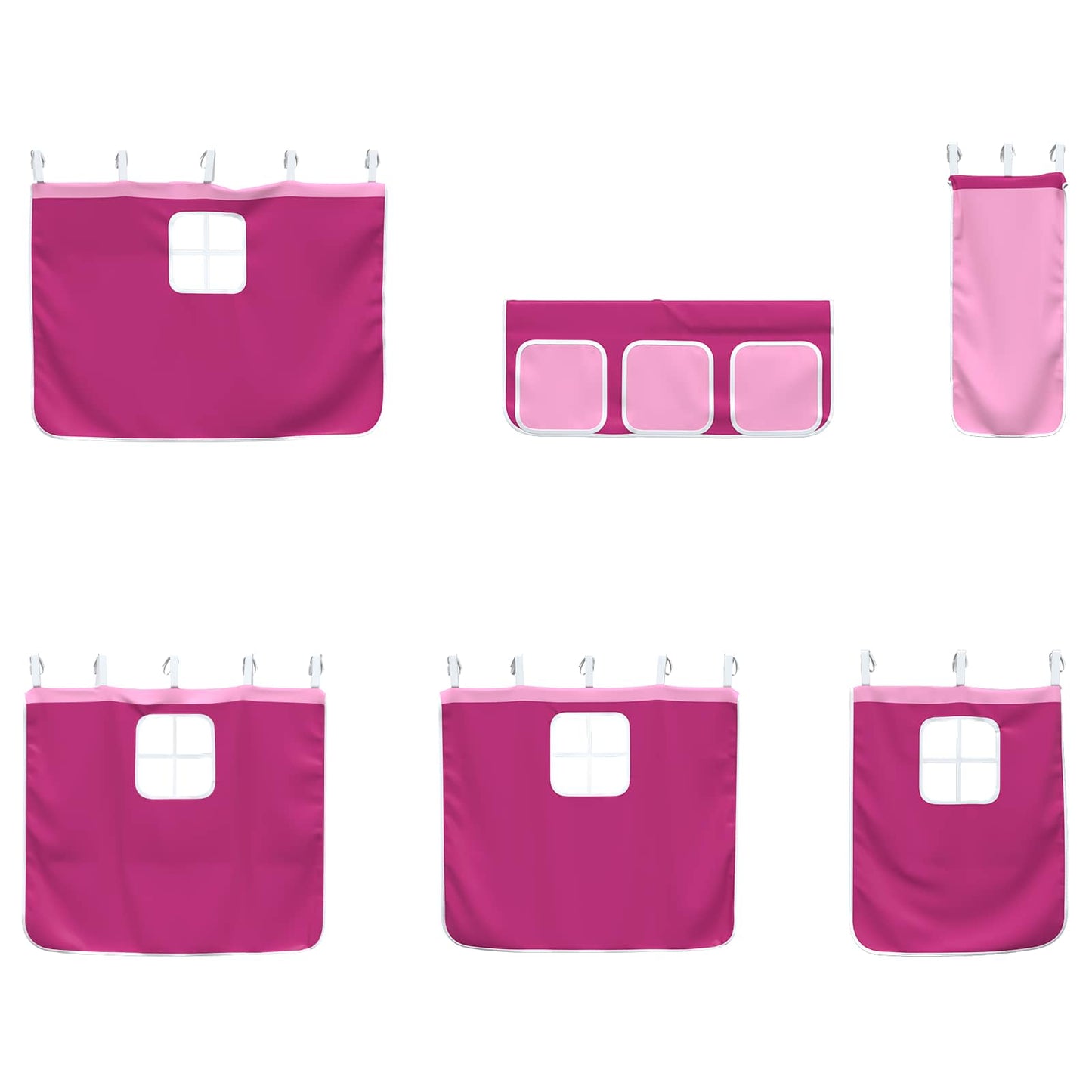 Struttura del Letto Loft per Bambini con Tendine Nero e rosa