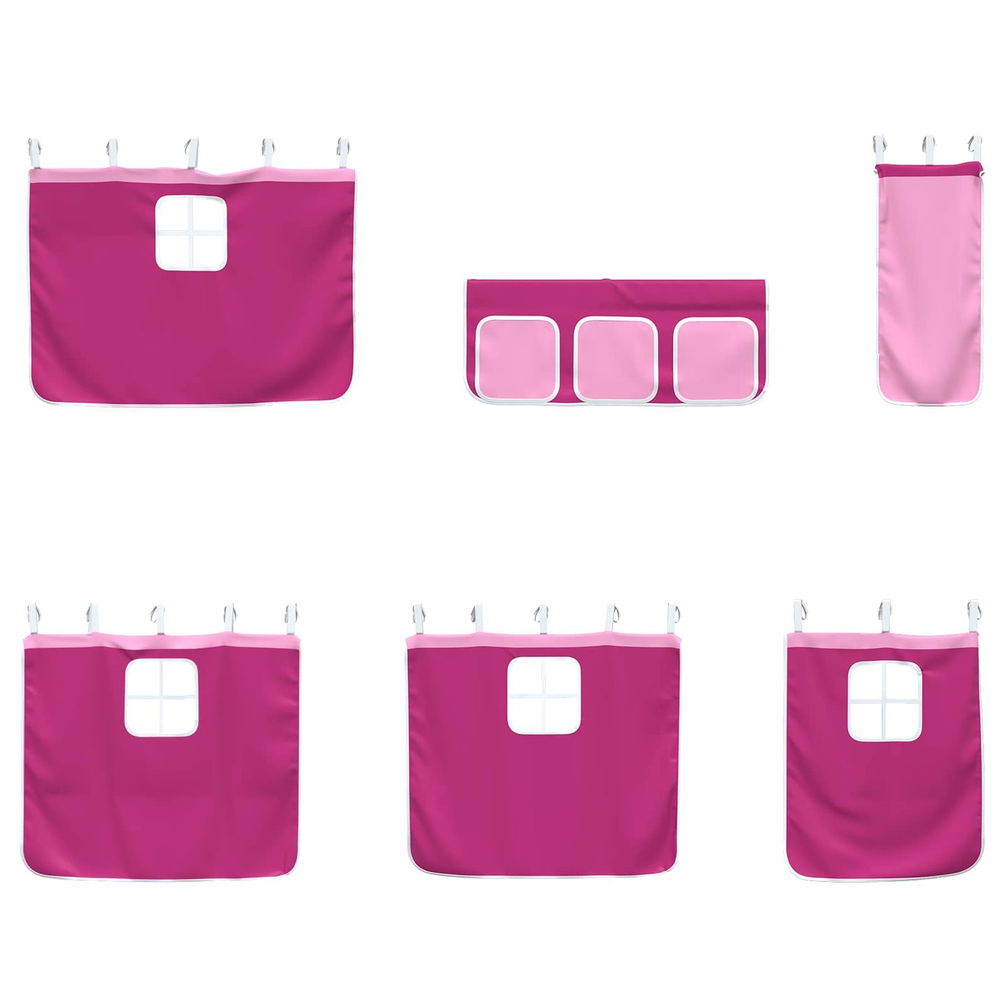 Struttura del Letto Loft per Bambini con Tendine Nero e rosa