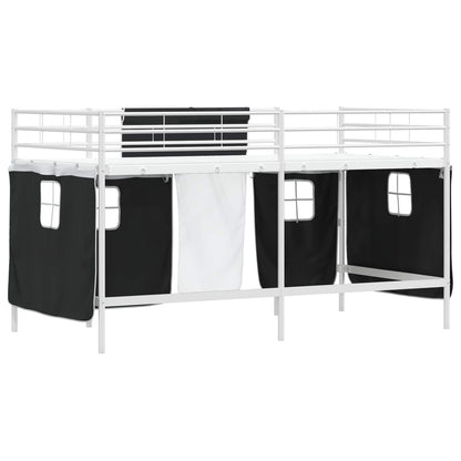 Struttura del Letto Loft per Bambini con Tendine Bianco e Nero | homemem39