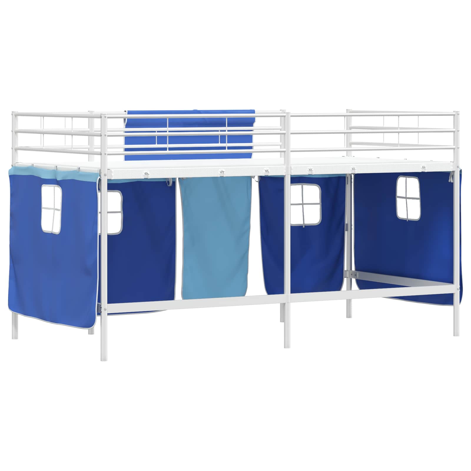 Struttura del Letto Loft per Bambini con Tendine Bianco e Blu | homemem39