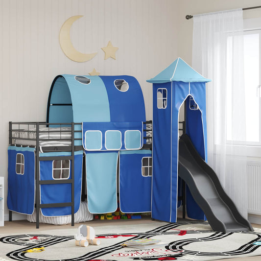 Struttura del letto loft per bambini Nero e Blu 75 x 190 cm | homemem39