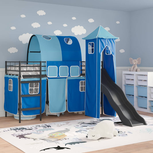 Struttura del letto loft per bambini Nero e Blu 74,5 x 190 cm