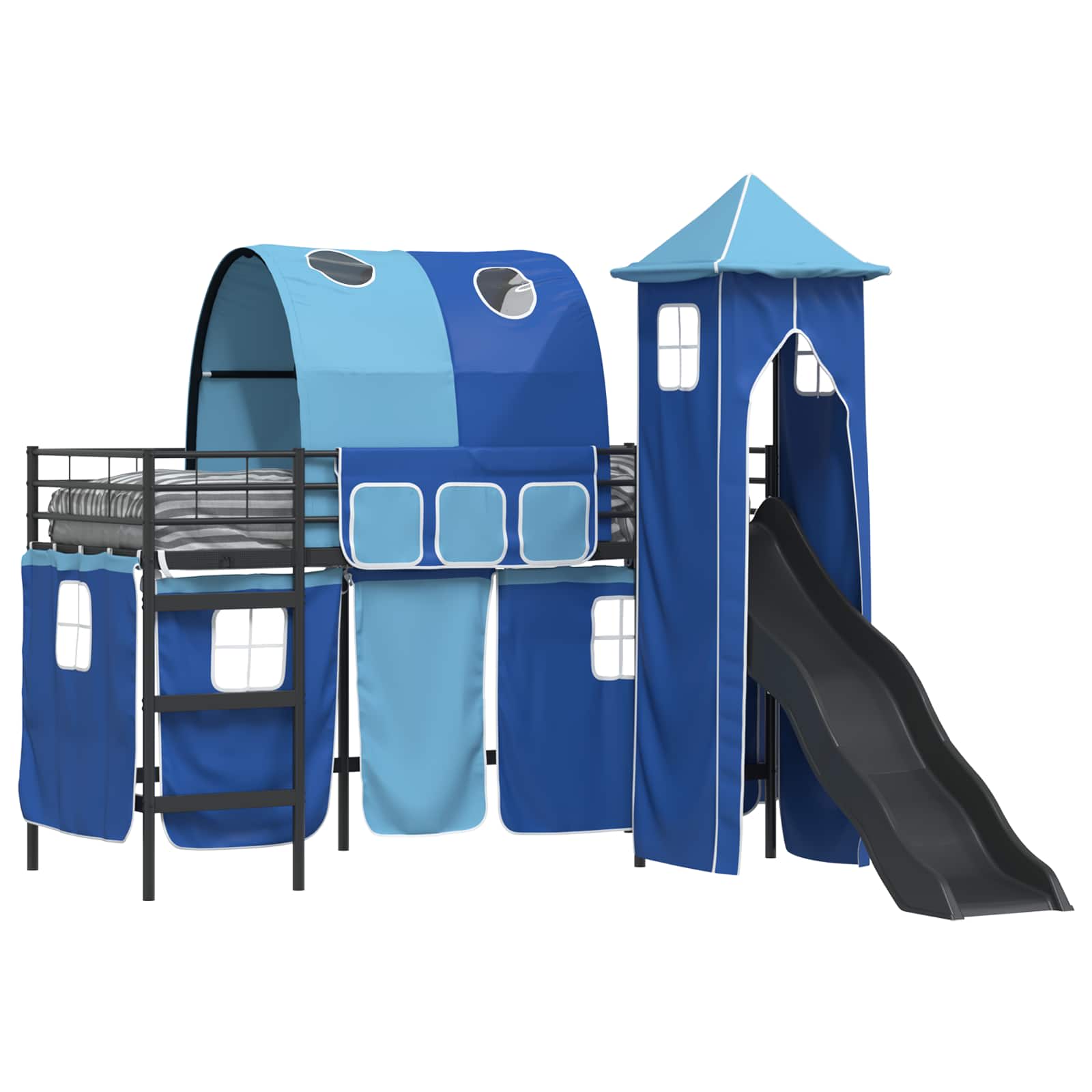 Struttura del letto loft per bambini Nero e Blu 75 x 190 cm | homemem39