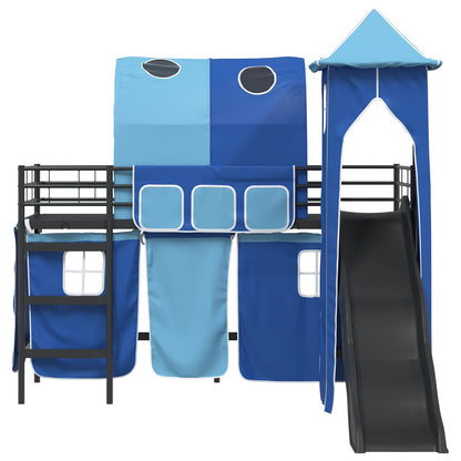 Struttura del letto loft per bambini Nero e Blu 75 x 190 cm | homemem39